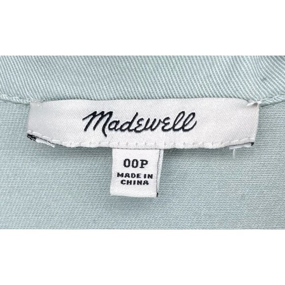 Madewell Sage Green Short Sleeve Zip Pocket Coverall Jumpsuit Petite Size 00P - Picture 7 of 7